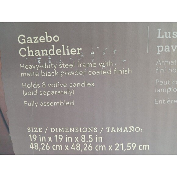 ALLEN + ROTH GAZEBO CHANDLER MATTE BLACK STEEL FRAME HOLDS 8 VOTIVE CANDLES - Picture 5 of 16